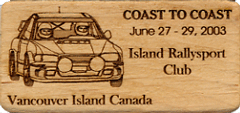 Coast to Coast 2003 rally dash plaque