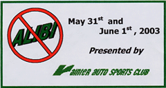 No Alibi 2003 rally dash plaque