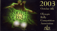 Night On Bald Mountain 2003 rally dash plaque