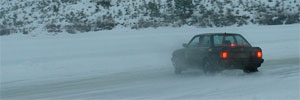 BMW 325iX sliding on an ice lake