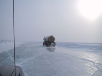 Highway to Tuktoyaktuk along the frozen Mackenzie River